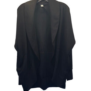 Black Draped Open-Front Jacket, Scuba London Cardigan